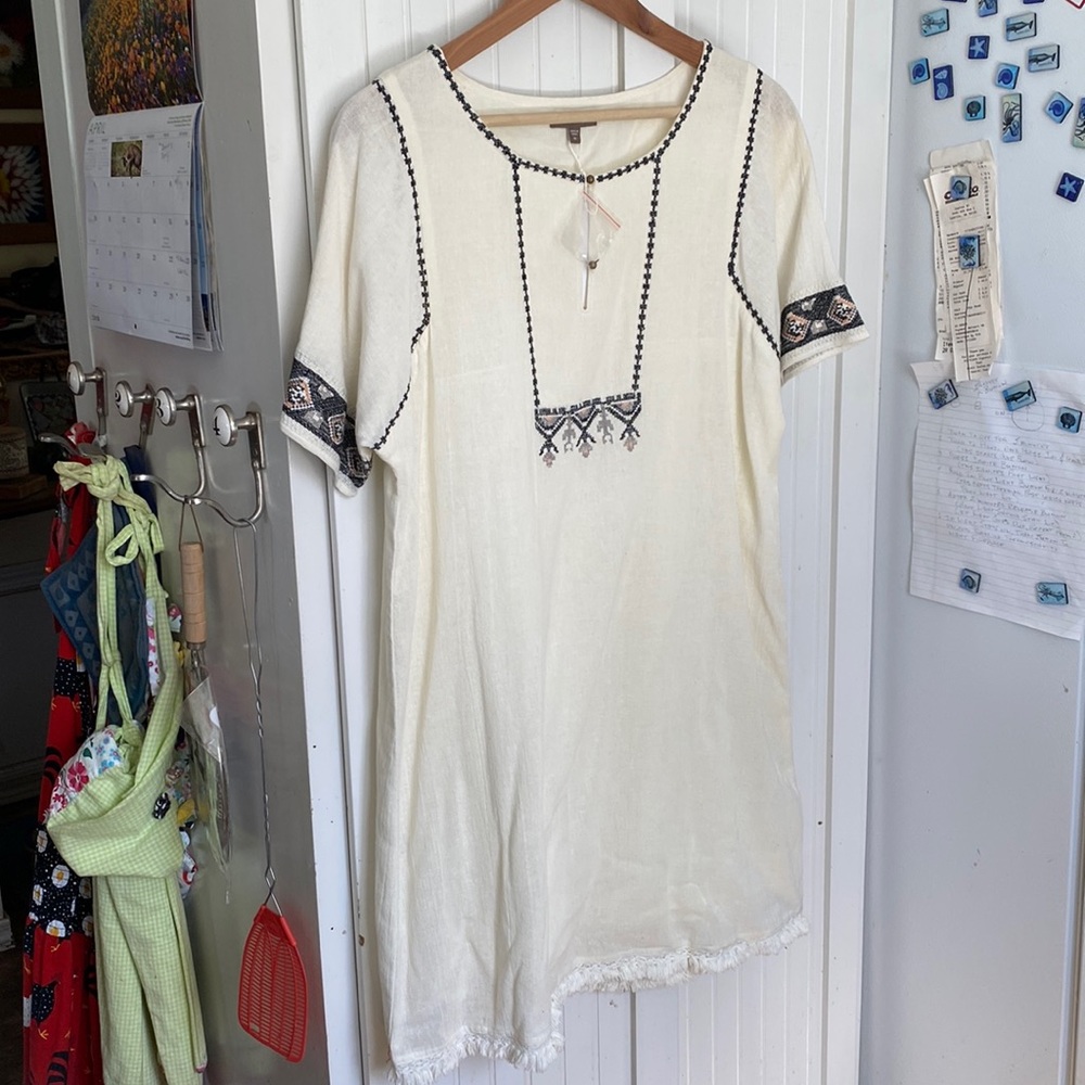 Lila P (for Garnet Hill) Cotton Embroidery Dress.  Size M
